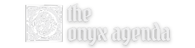 The Onyx Agenda store logo, featuring a crest-like gothic "O" symbol next to a gothic text reading "The Onyx Agenda"